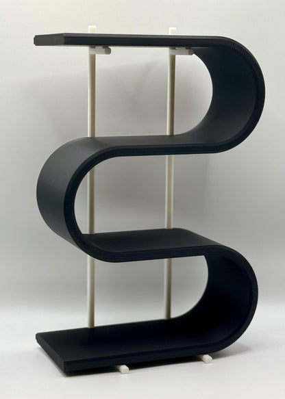 Curved four-tier 3D printed display shelf — view 4