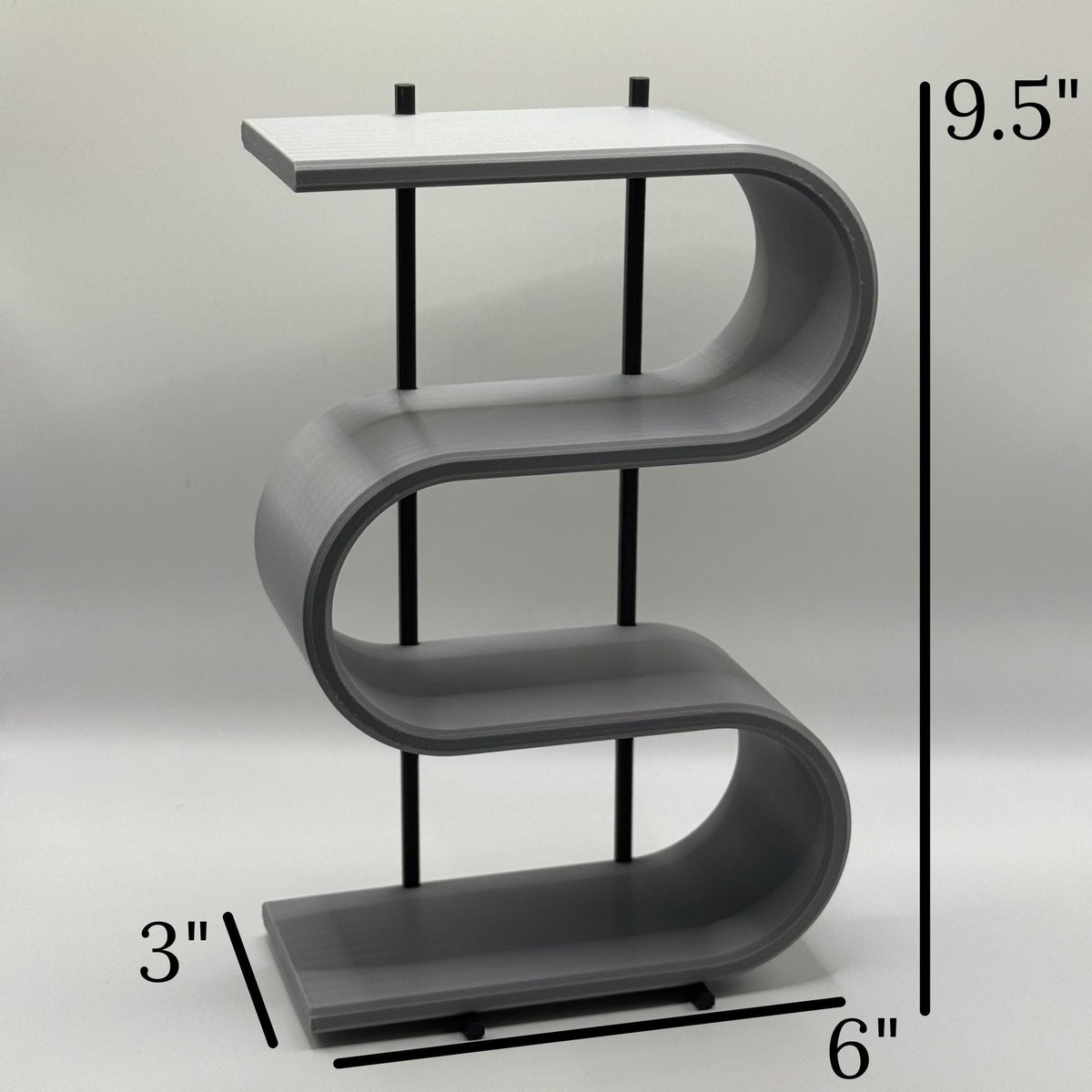 Curved four-tier 3D printed display shelf — view 6