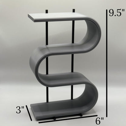 Curved four-tier 3D printed display shelf — view 6