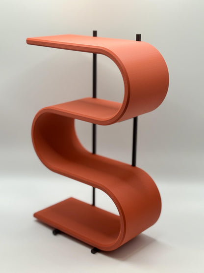 Curved four-tier 3D printed display shelf — view 5